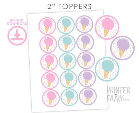 Ice Cream Toppers Ice Cream Labels Ice Cream Birthday Decorations