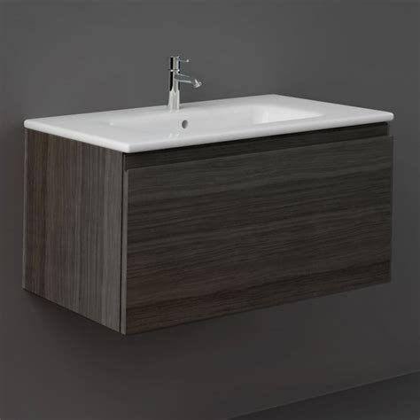 Rak Joy Uno Moka Walnut 800mm Wall Hung Vanity Unit With Basin Wall