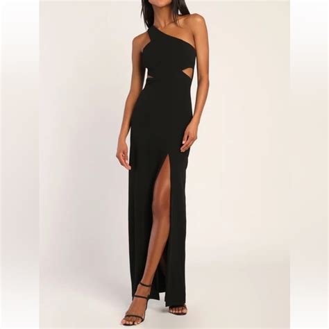 Lulus Dresses Lulus Showstopping Style Black Oneshoulder Cutout