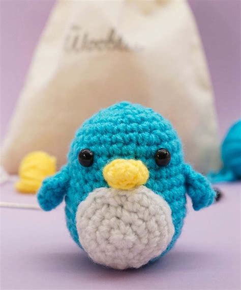 The Woobles Blue White Pierre The Penguin Learn To Crochet Kit