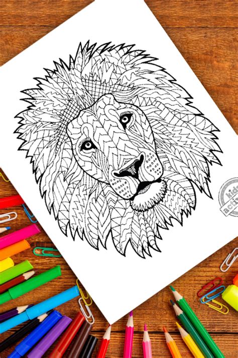 Free Zentangle Lion Pattern Printable Coloring Page