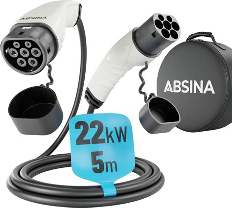 ABSINA Cavo Ricarica Auto Elettrica Tipo 2 Da 22kW E 32A Cavo Auto