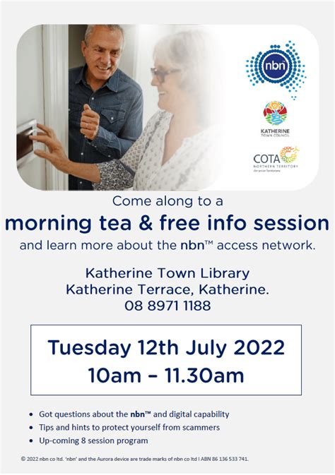 Morning Tea And Free Info Session Cota Nt Voice For Territory Seniors