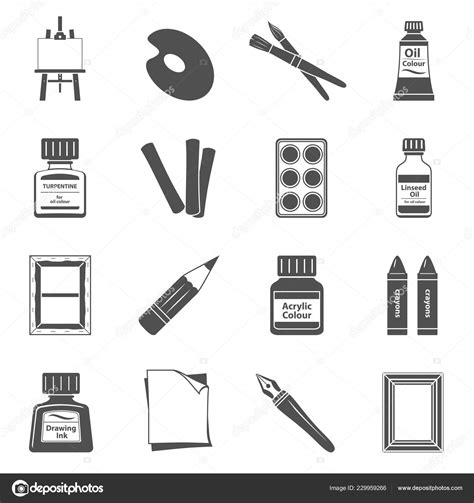 Black Icons Art Supplies Stock Vector Image by ©zzelimir #229959266