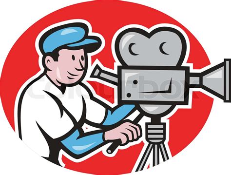 Cameraman Vintage Film Movie Camera Cartoon Stock Vector Colourbox