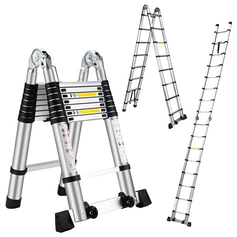 Wolec 16.5FT Telescoping Ladder with 2 Detachable Hooks,Reinforced Anti ...