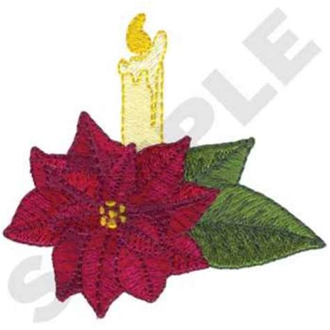 Poinsettia With Candle Machine Embroidery Design Embroidery Library