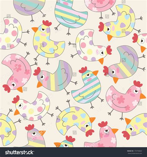 Cute Chicken Background Seamless Pattern Stock Vector Royalty Free