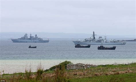 Hms Kent Right Sails Alongside Sms Schleswig Holstein In Scapa Flow