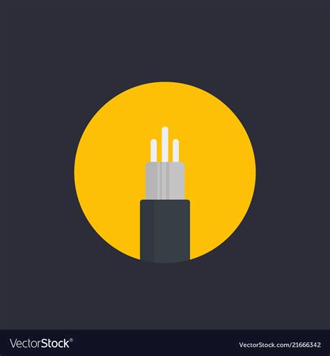 Optic Fiber Cable Icon In Flat Style Royalty Free Vector