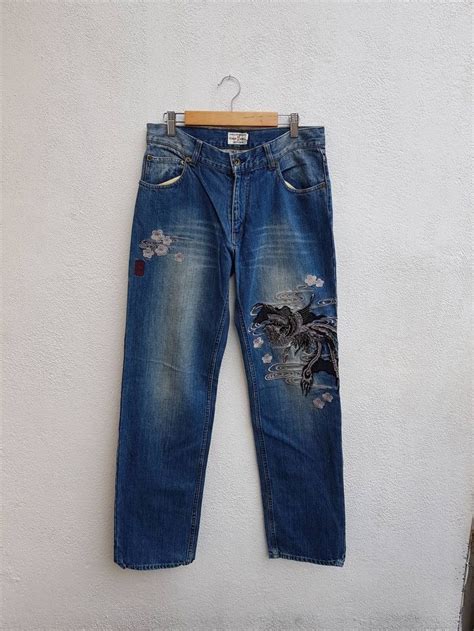 Japanese Brand Karakuri Generation Denim Embroidery Eagle X Dragon