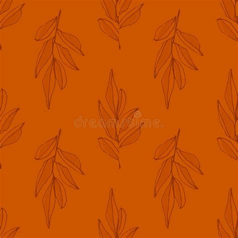 Floral Vintage Seamless Pattern On Burnt Orange Background For Fabrics