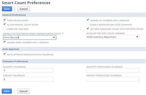 Smart Count Preferences And Spot Count NetSuite Anchor Group