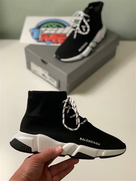 Balenciaga Sock speed lace up runners trainers sneakers UK 7 black ...