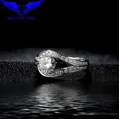 14 K Or Blanc Moissanite Anneau 1 50ct Diamant Anneau De Split Shank