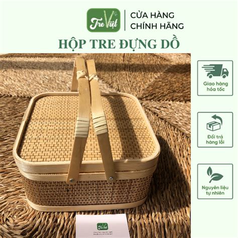 Giỏ Tre Đựng Quà Hộp Tre Đựng Đồ Đa Năng 24 X 24cm