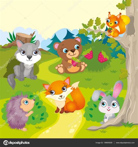 Cute Cartoon Forest Animals Stock Vector Image by ©ingasmk #136600828