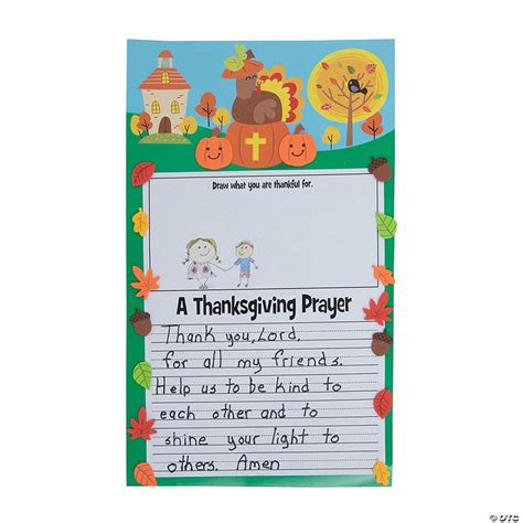 a thanksgiving prayer card with an image of a bear and pumpkins on the front