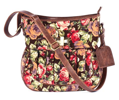 Brown Women S Purse with Floral Pattern on White Stock Photo - Image of modern, design: 19417108