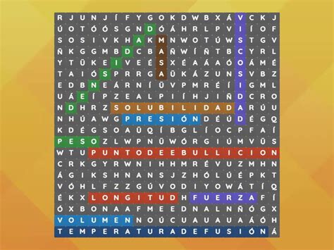 Sopa De Letras Propiedades Intensivas Y Extensivas Wordsearch