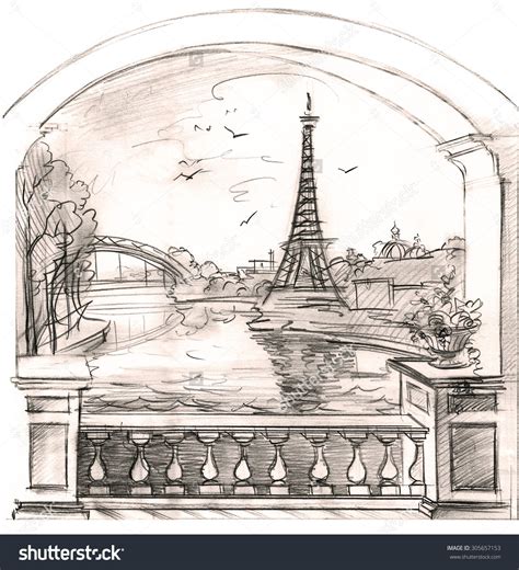 Sketch Sunset Eiffel Tower Drawing : Pin by danish haikal on Animals | Eiffel tower drawing ...