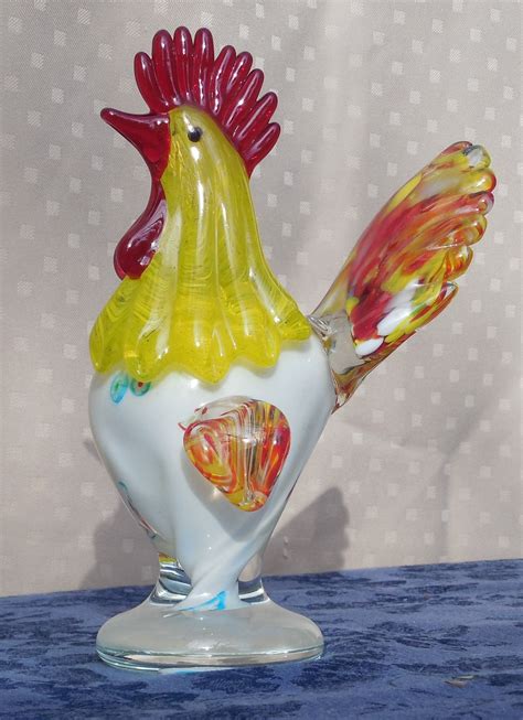 Vintage Murano Glass Rooster Hand Blown Italy Collectible Etsy