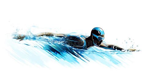 Watercolor Abstract Illustration of Swimmer. Stock Illustration - Illustration of race, exercise ...