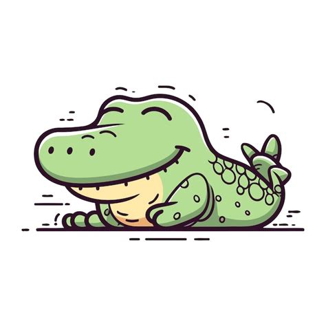 Cute Crocodile De Dessin Anim Isol Sur Fond Blanc Illustration