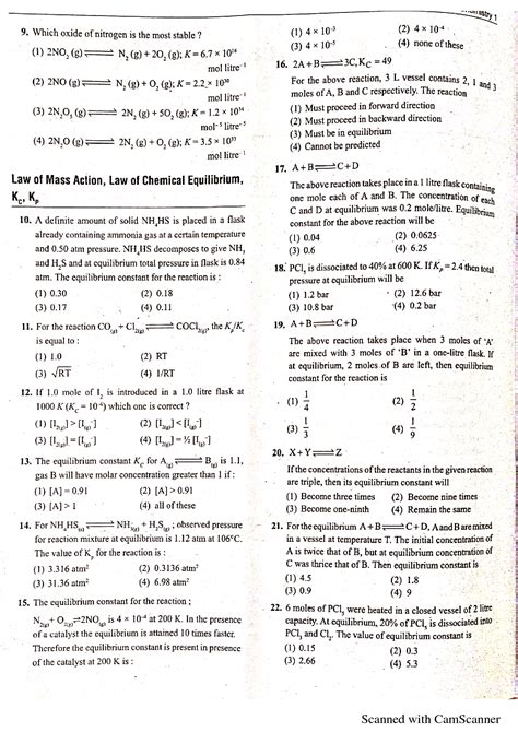 Solution Chemical Equilibrium Mcqs Studypool