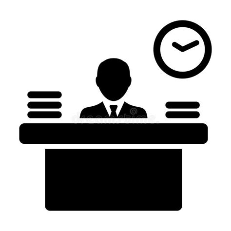 Workplace Icon Vector Male Person Avatar Symbol With Table For Office