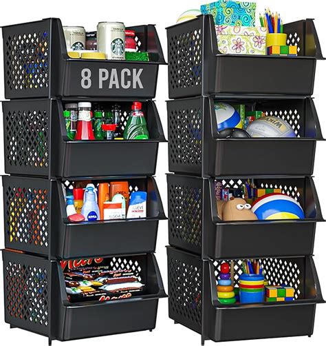 Skywin Plastic Stackable Storage Bins For Pantry