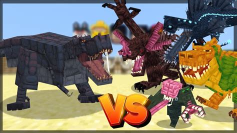 Minecraft T REX THE DAWN ERA VS ALEX S CAVES BATALHA DE MOBS 1