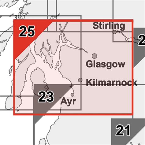 Glasgow and the Clyde Postcode Wall Map Sector Map 25