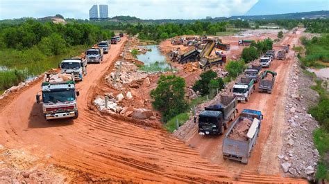 Best Huge Land Reclamation Dump Truck Management Moving Dumping Stone