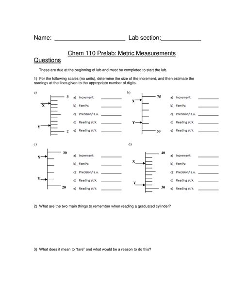 Metric Measurements Prelab Assignment Chem C Occ Studocu