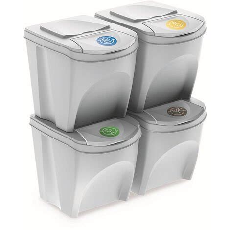 Set De Cubos De Basura Keden Sortibox Papelera Reciclaje Blanco