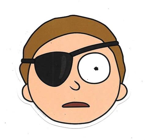 Rick and Morty TV Series Morty Face Eye Patch Peel Off Image Sticker ...