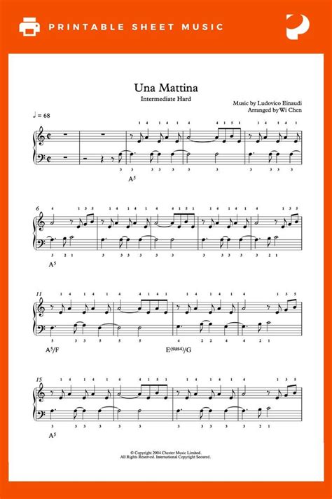 Una Mattina By Ludovico Einaudi Piano Sheet Music Intermediate Level Piano Sheet Music