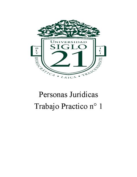 Tp Personas Juridicas Personas Jur Dicas Trabajo Practico N