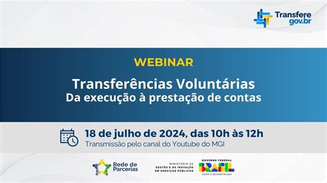 Webinar Transfer Ncias Volunt Rias Da Execu O Presta O De Contas