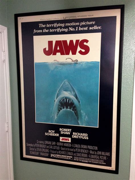 My Framed Original 40x60 Inches 1975 Rare Jaws Rolled Poster Movie