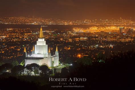 Oakland California Temple Valley Night. Robert A. Boyd Fine Art and LDS Temples