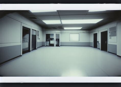 Krea Polaroid Photograph Of A Large White Empty Breakroom