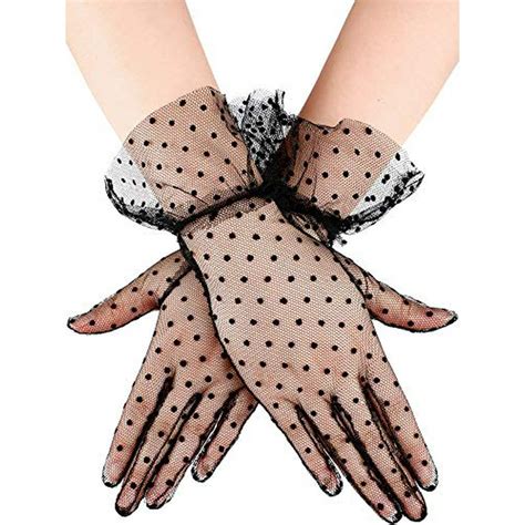 Boao Women Lace Glove Short Lace Glove Floral Courtesy Lace Glove For Wedding Tea 1950 S Party