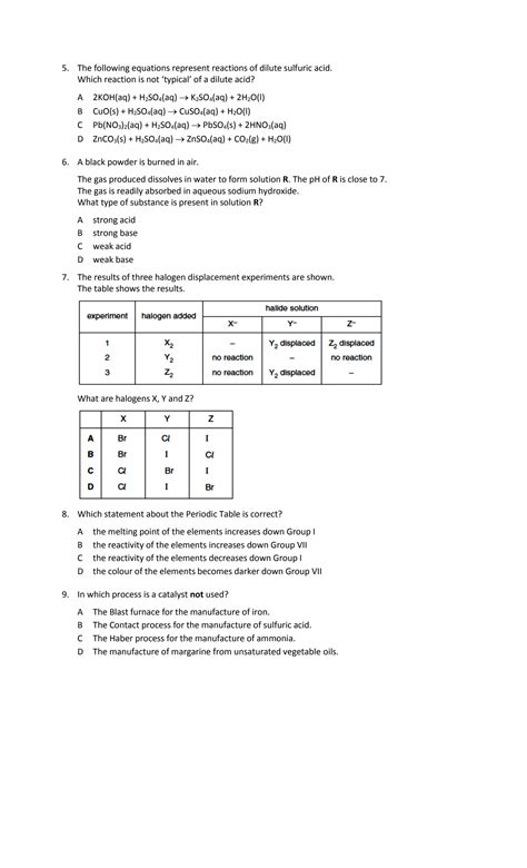 Solution Chemistry O Level Mcqs Paper Studypool