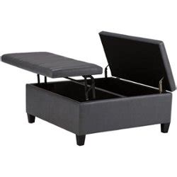 Dark Gray Leather Ottoman - Best Buy