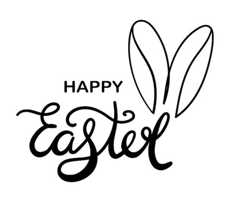 Premium Vector Happy Easter Lettering With Abstract Easter Bunny Ears