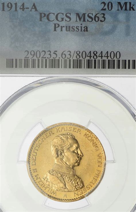 Niemcy Prusy 20 Marek 1914 Mundur PCGS MS63 Super 15331918567