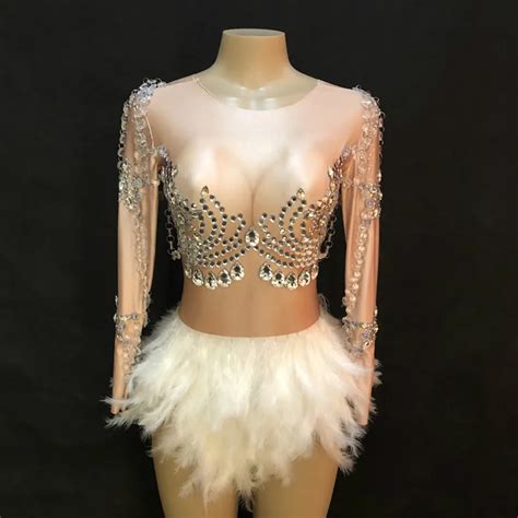 Buy Fashion Gold Tassel Sparkly Rhinestones Bodysuit