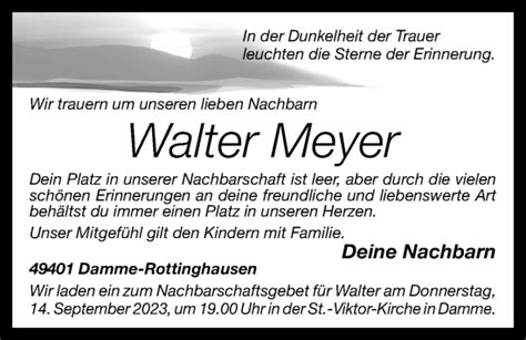 Traueranzeigen Von Walter Meyer Om Trauer De